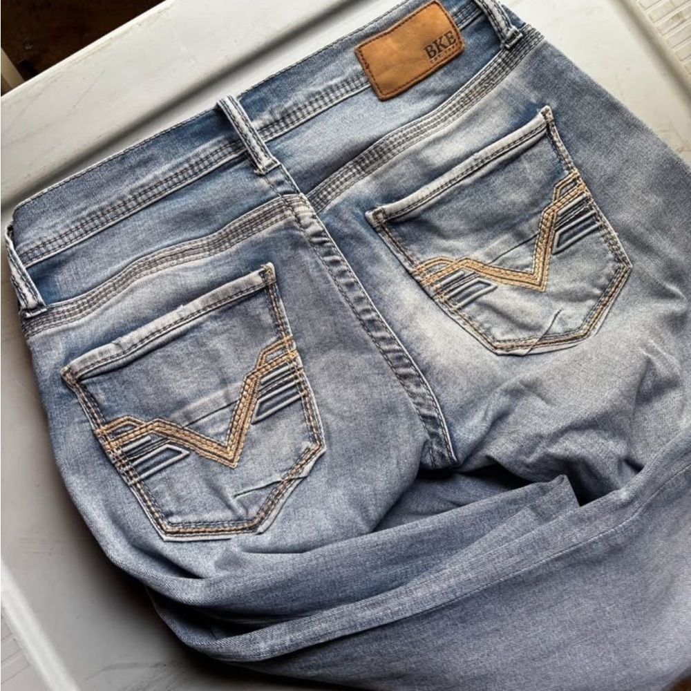 SOLD BKE men’s Light Blue Boot Cut Jeans